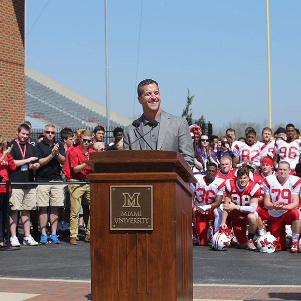 The Super Bowl winning coach was inducted into the Cradle of Coaches in 2014 (photo by Jeff Sabo).
