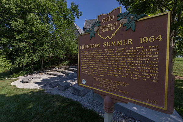 Freedom Summer memorial on Miami University's Western campus