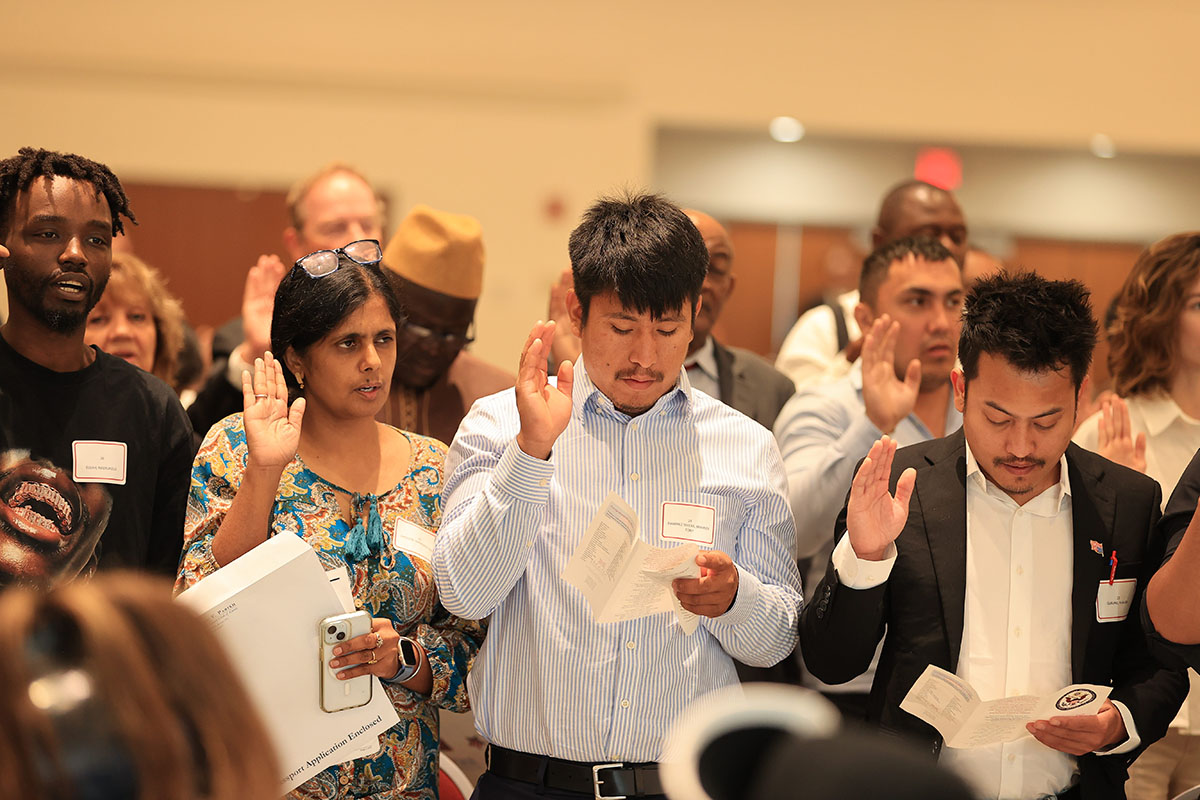Nearly 100 people were formally sworn in as United States citizens during a U.S. District Court Naturalization Ceremony held Sept. 17 at Fritz Pavilion in Armstrong Student Center.