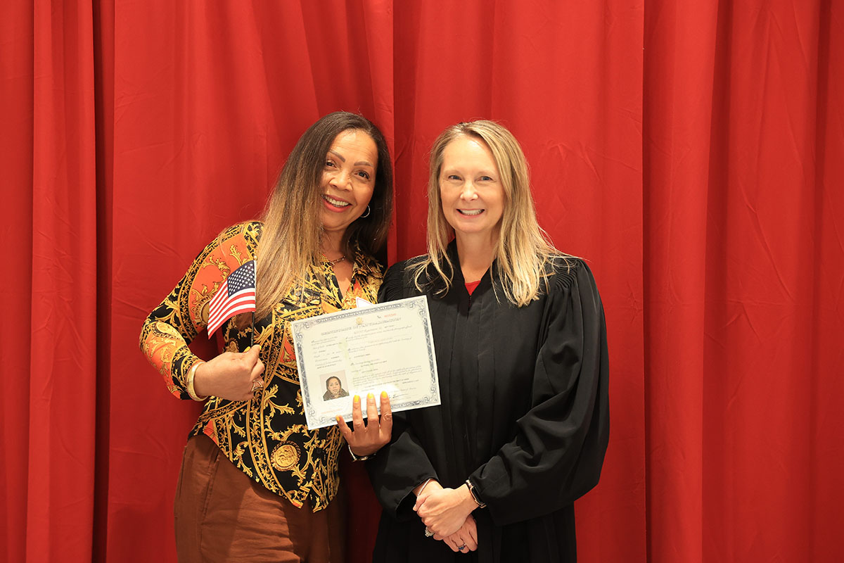 Nearly 100 people were formally sworn in as United States citizens during a U.S. District Court Naturalization Ceremony held Sept. 17 at Fritz Pavilion in Armstrong Student Center.