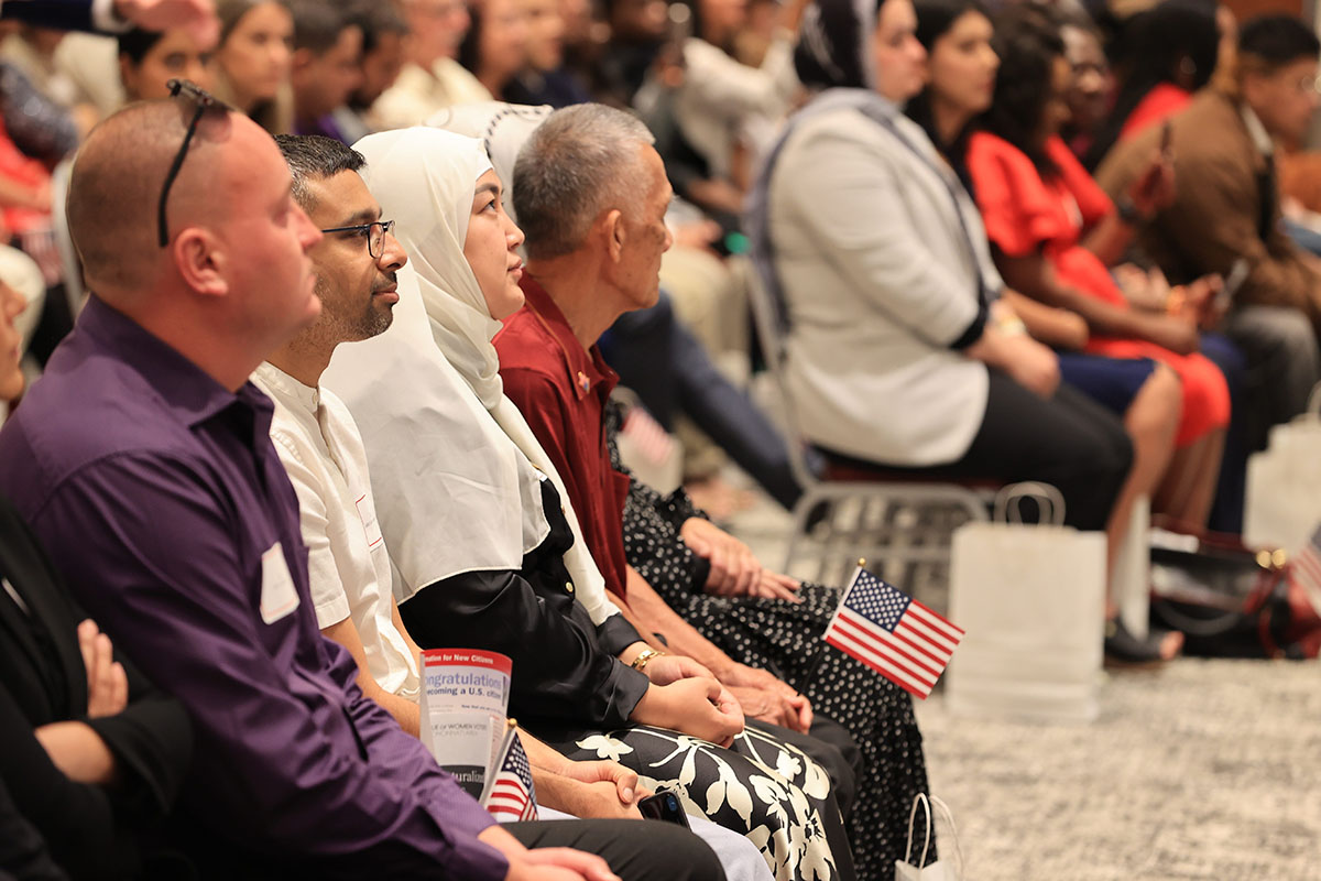 Nearly 100 people were formally sworn in as United States citizens during a U.S. District Court Naturalization Ceremony held Sept. 17 at Fritz Pavilion in Armstrong Student Center