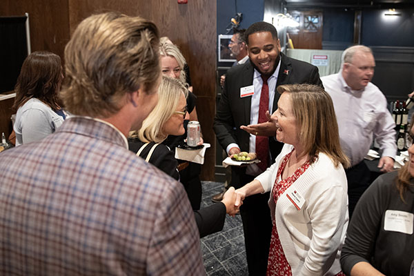 Moira Casey, right, spoke at the State of the City event in Hamilton on Oct. 1.