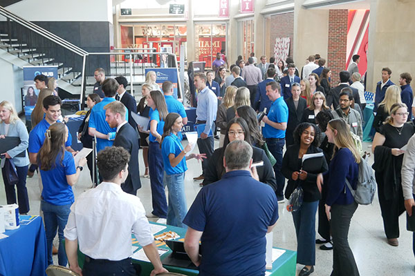 Miami University students at a career fair.