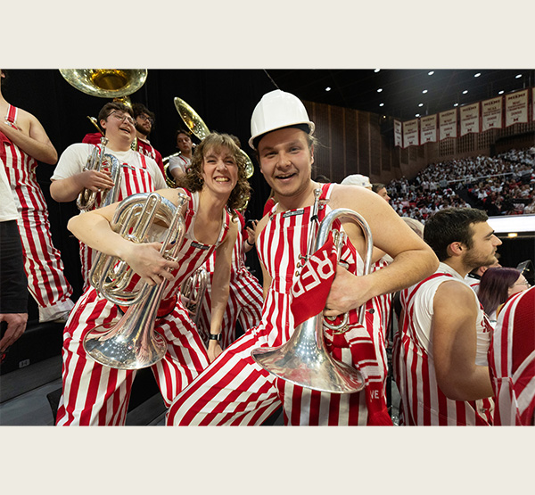 Pep band members Evan Osborn and Annabelle Jokisch, both seniors, said they have really enjoyed watching the teams do so well this season. 