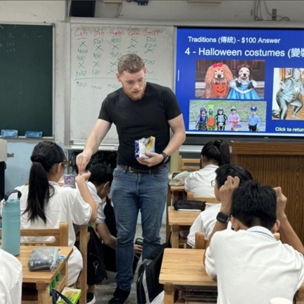 Andrew Whitson '25 (Chinese Education, Linguistics, and East Asian Languages and Cultures) is an English Teaching Assistant in a junior high school in Taipei City, Taiwan (submitted photo). 
